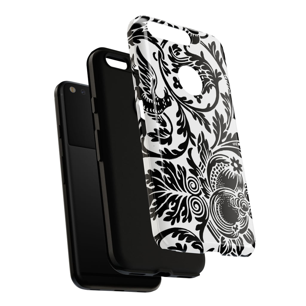 Elegant Black Floral Phone Case, Tough Cases, Stylish Phone Protection, Gift for Her, Floral Design, Trendy Accessories