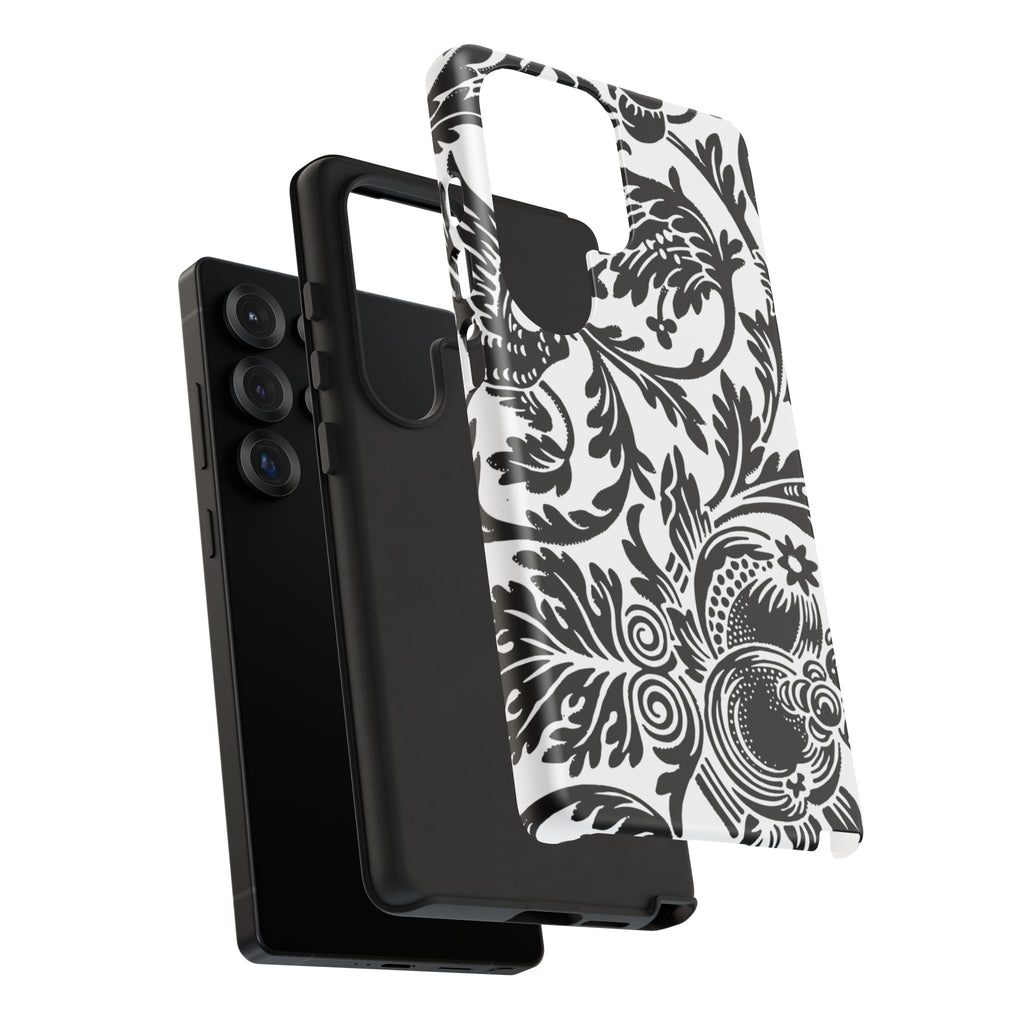 Elegant Black Floral Phone Case, Tough Cases, Stylish Phone Protection, Gift for Her, Floral Design, Trendy Accessories