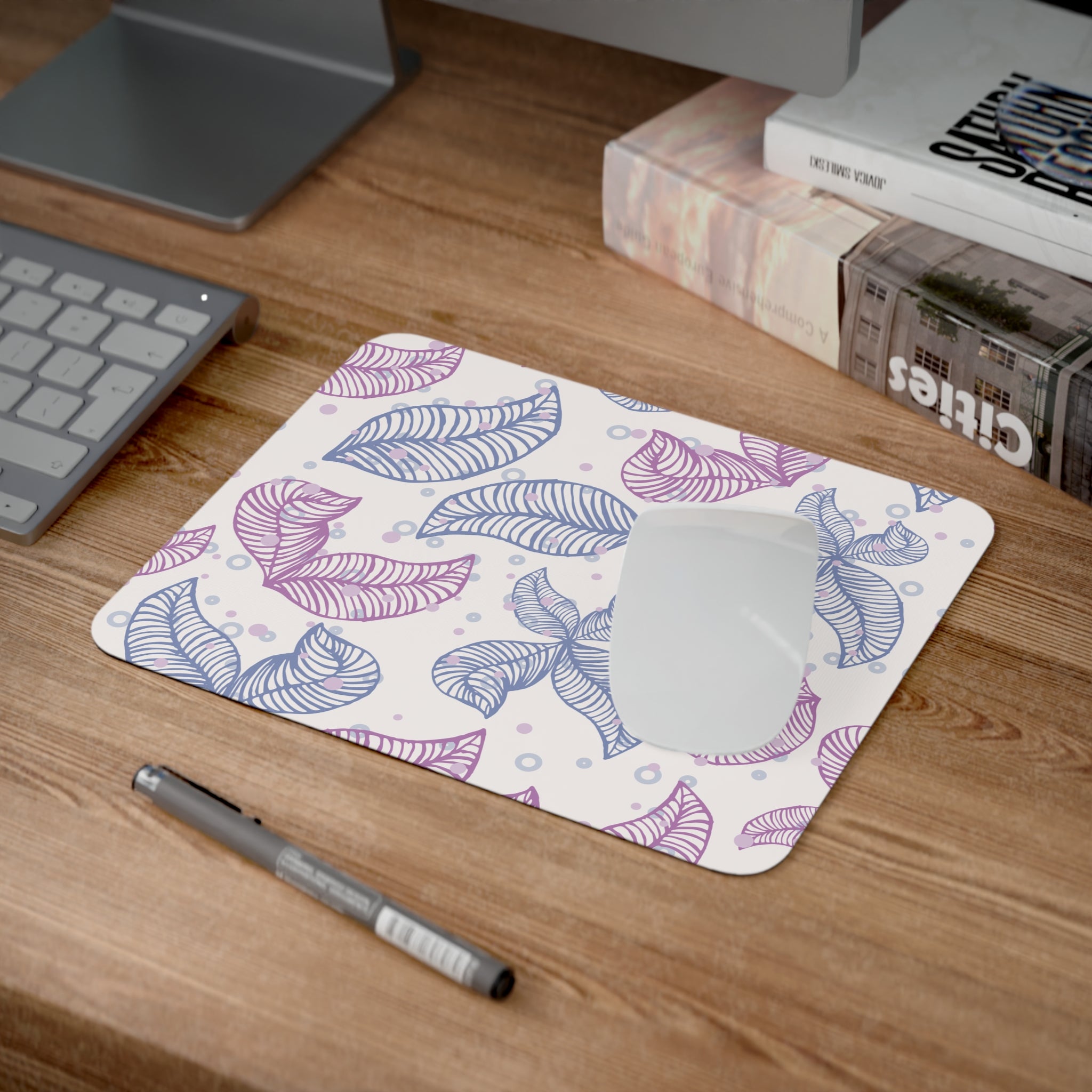 Floral Desk Mouse Pad - Elegant Leaf Design for Home Office, Computer Accessories, Gift for Professionals, Work Desk Decor, Flower Pattern