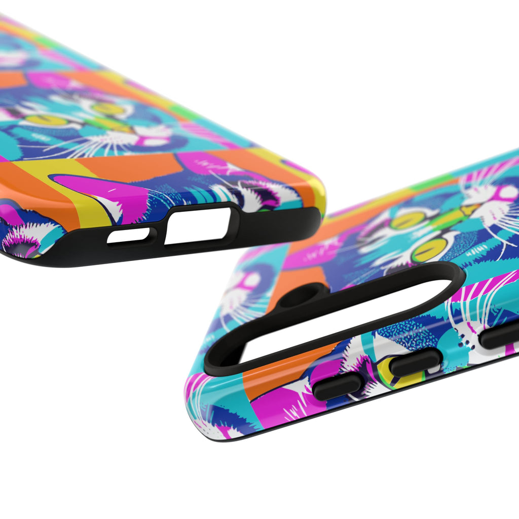 Colorful Cat Phone Case, Vibrant Animal Cover, Unique Pet Lover Gift, Fun Pop Art Style, Trendy Gadget Accessory