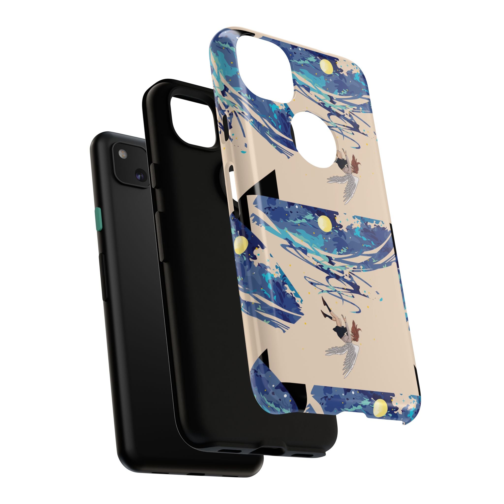 Artistic Phone Case with Abstract Design, Vivid Blue Waves and Fish, Stylish Phone Accessory, Unique Gift Idea, Trendy Tech Decor, [...]