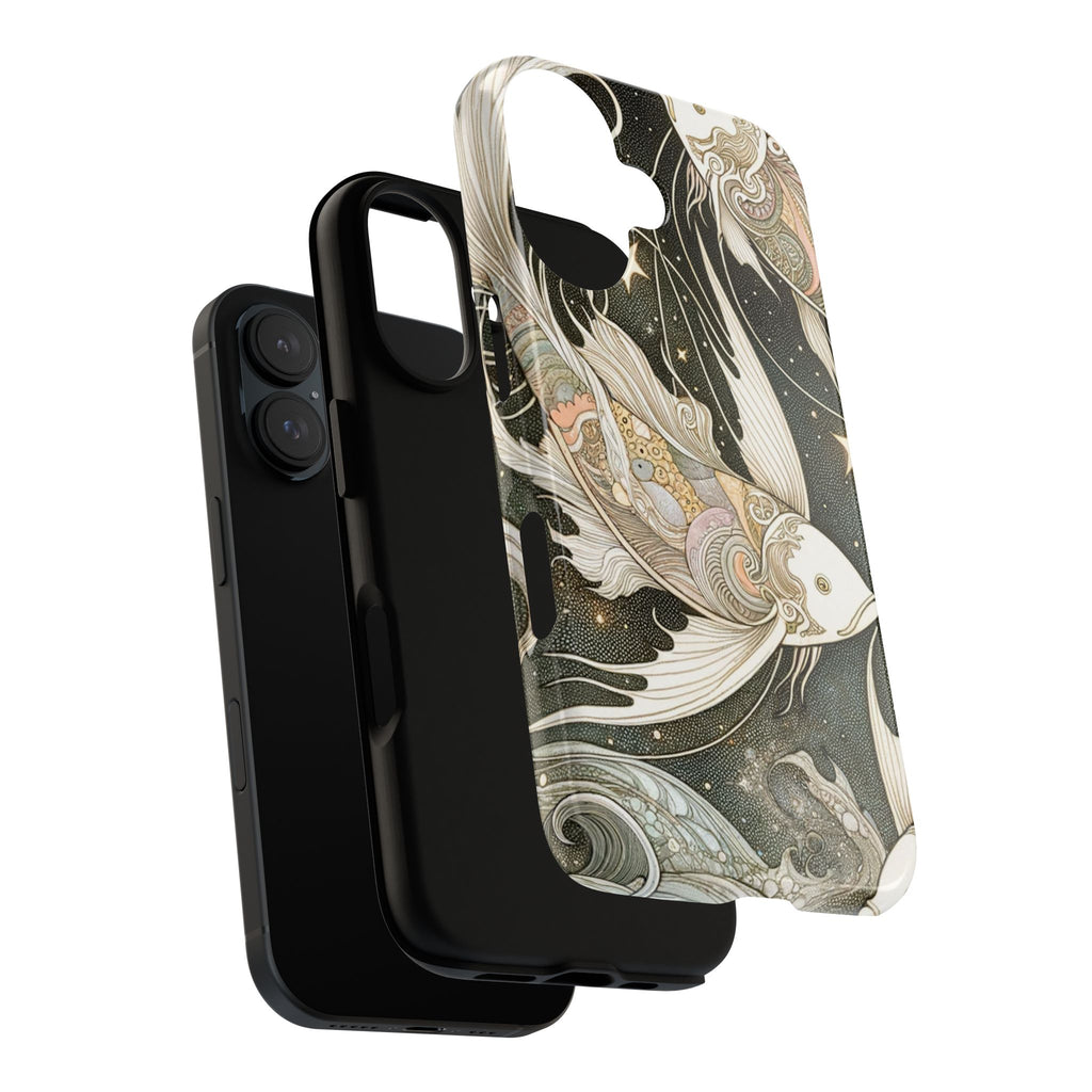 Artistic Phone Case, Cosmic Fish Design, Phone Accessory, Unique Gift, Zodiac Decor, Starry Night Vibes