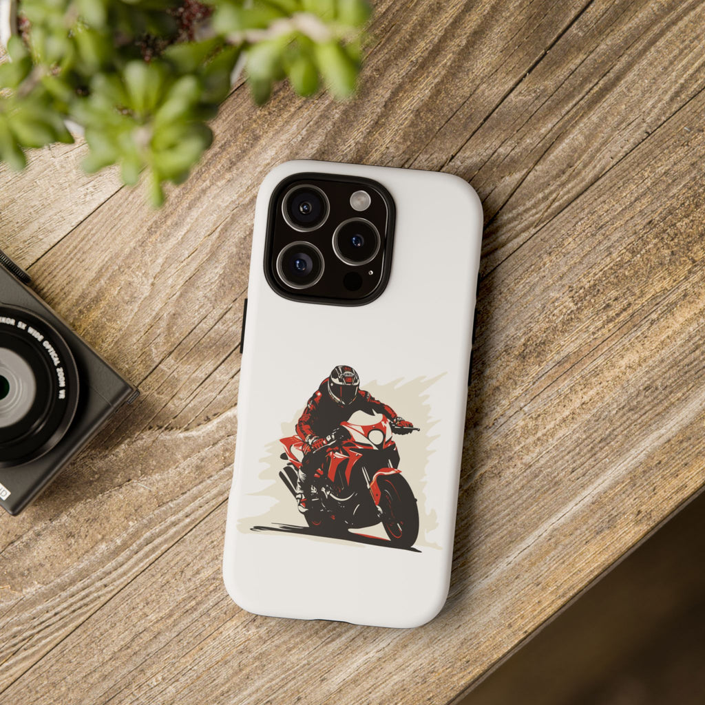 Motorcycle Phone Case, Tough Cases for Riders, Biker Accessory, Gifts for Motorcyclists, Red Bike Design
