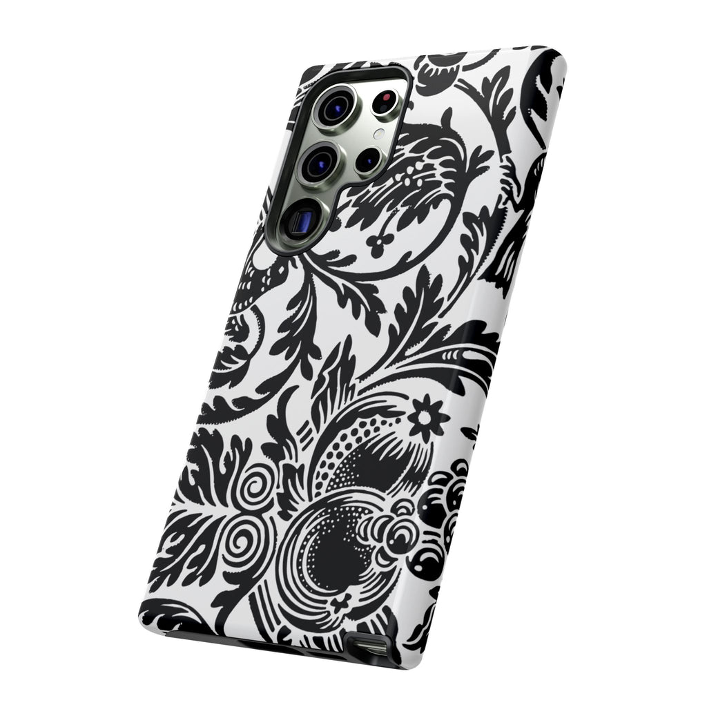 Elegant Black Floral Phone Case, Tough Cases, Stylish Phone Protection, Gift for Her, Floral Design, Trendy Accessories