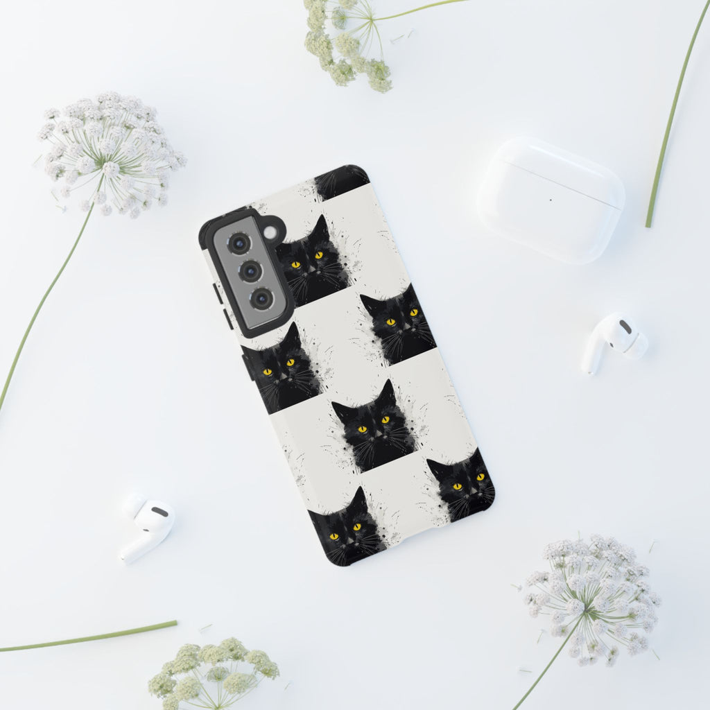 Black Cat Phone Case, Tough Cases, Cat Lover Gift, Unique Design, Halloween, Animal Accessories, Custom Phone Cover