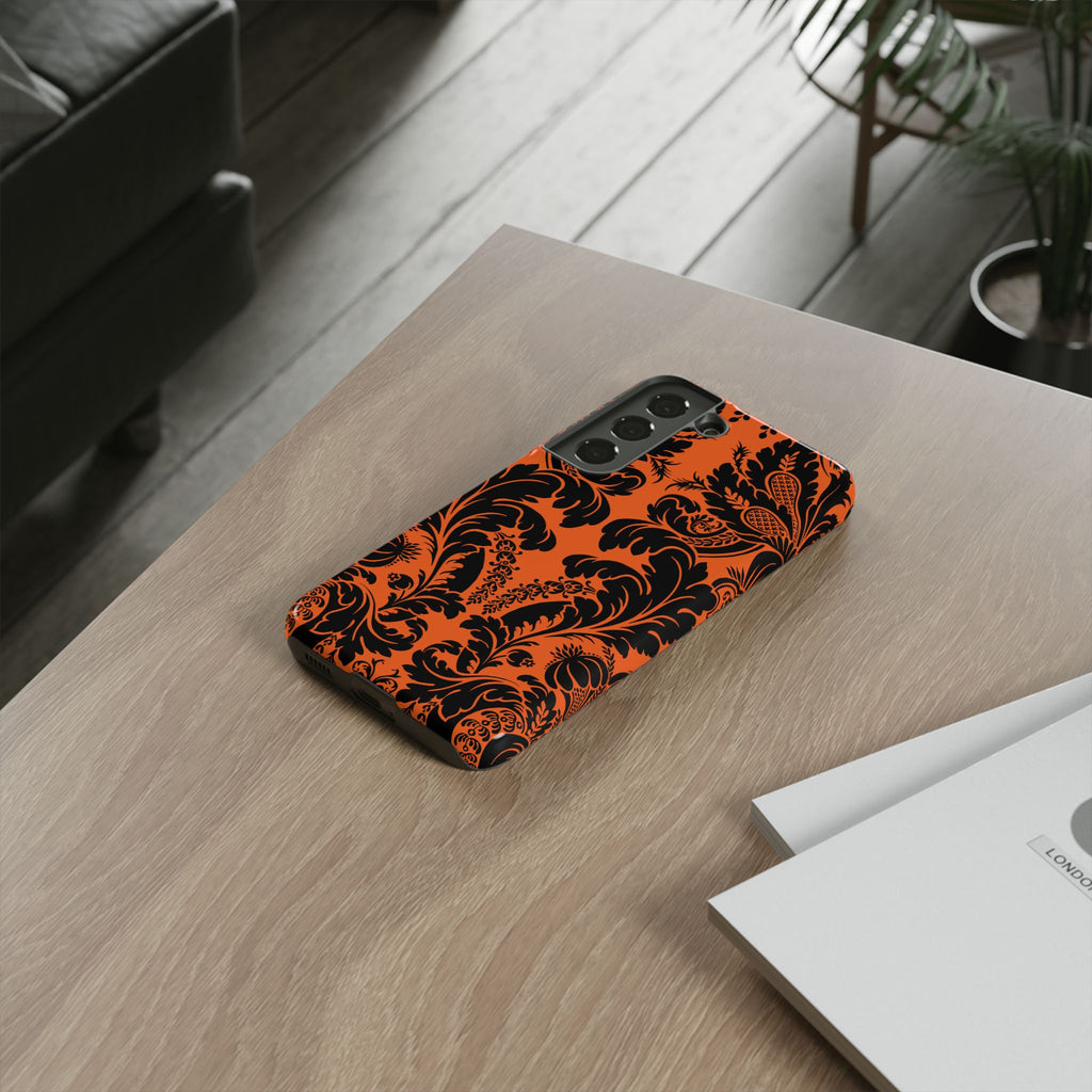 Elegant Phone Case with Orange Floral Design | Tough Cases, Smartphone Cover, Gift for Her, Floral Patterns, Stylish Accessories