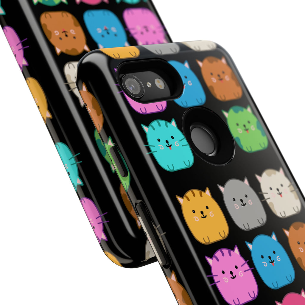 Cute Cat Phone Case, Kawaii Animal Lover Gift, Tough Phone Cover for Kids and Adults, Fun Cat Designs for Birthdays, Pet Lovers
