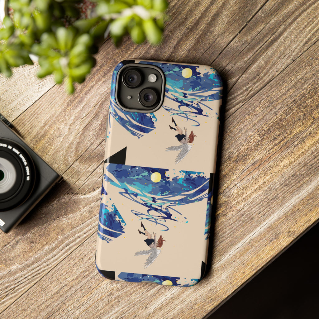 Artistic Phone Case with Abstract Design, Vivid Blue Waves and Fish, Stylish Phone Accessory, Unique Gift Idea, Trendy Tech Decor, [...]