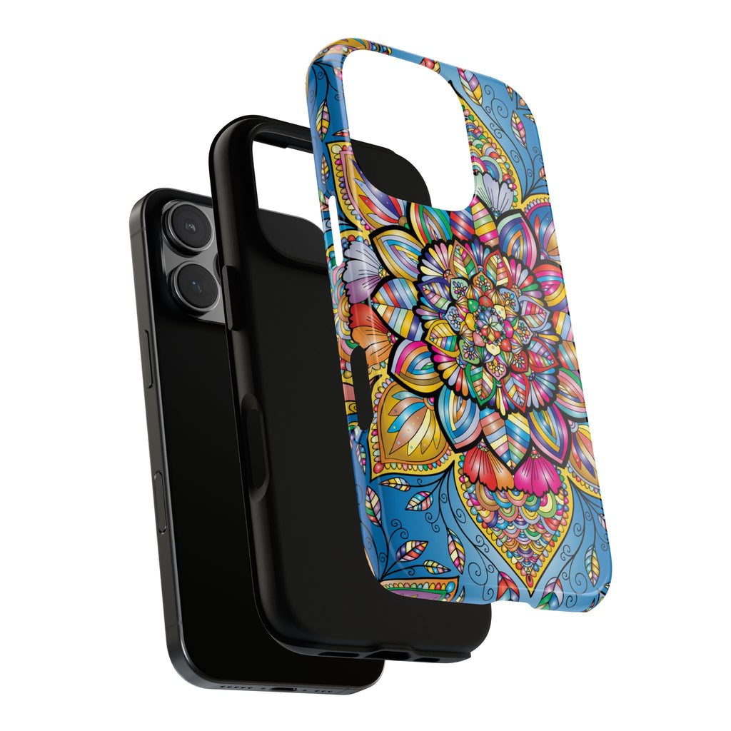 Vibrant Floral Phone Case, Tough Phone Cover, Colorful Mobile Accessory, Artistic Gift, Mandala Design, Everyday Use