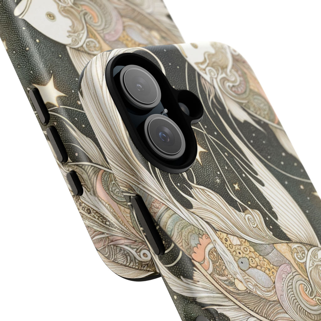Artistic Phone Case, Cosmic Fish Design, Phone Accessory, Unique Gift, Zodiac Decor, Starry Night Vibes