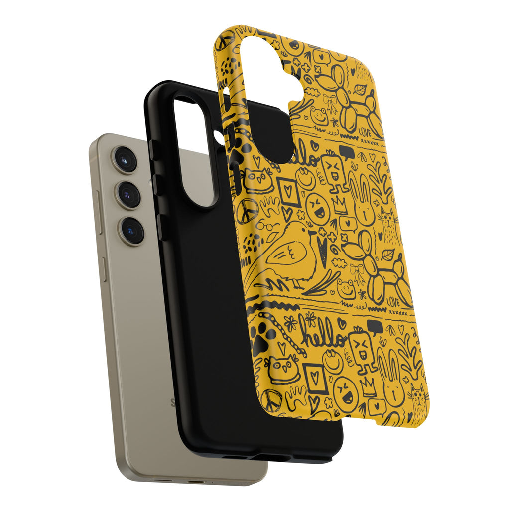 Vibrant Phone Case, Cute Yellow Floral iPhone Cover, Stylish Tough Case, Fun Phone Accessory, Perfect Gift for Teens