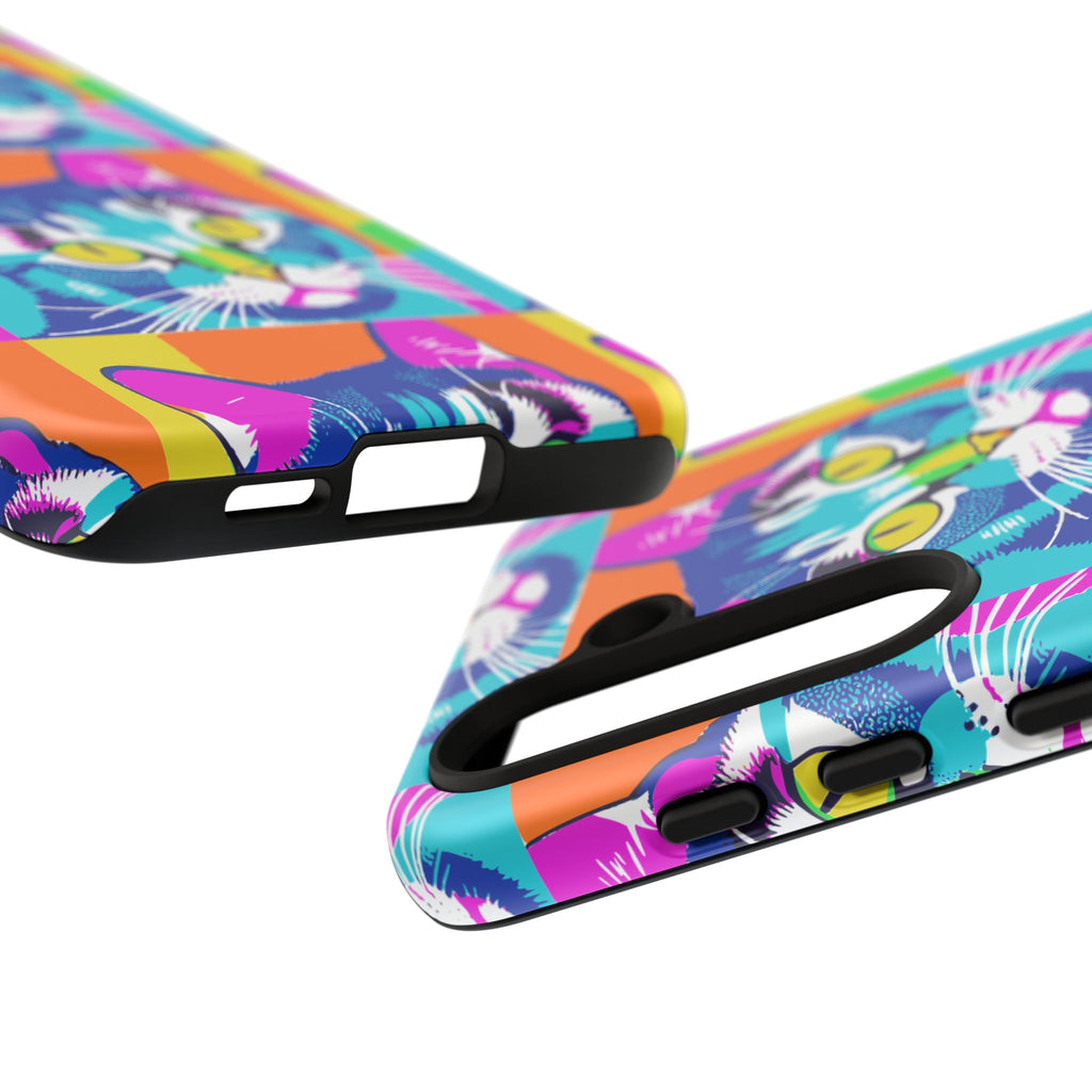 Colorful Cat Phone Case, Vibrant Animal Cover, Unique Pet Lover Gift, Fun Pop Art Style, Trendy Gadget Accessory