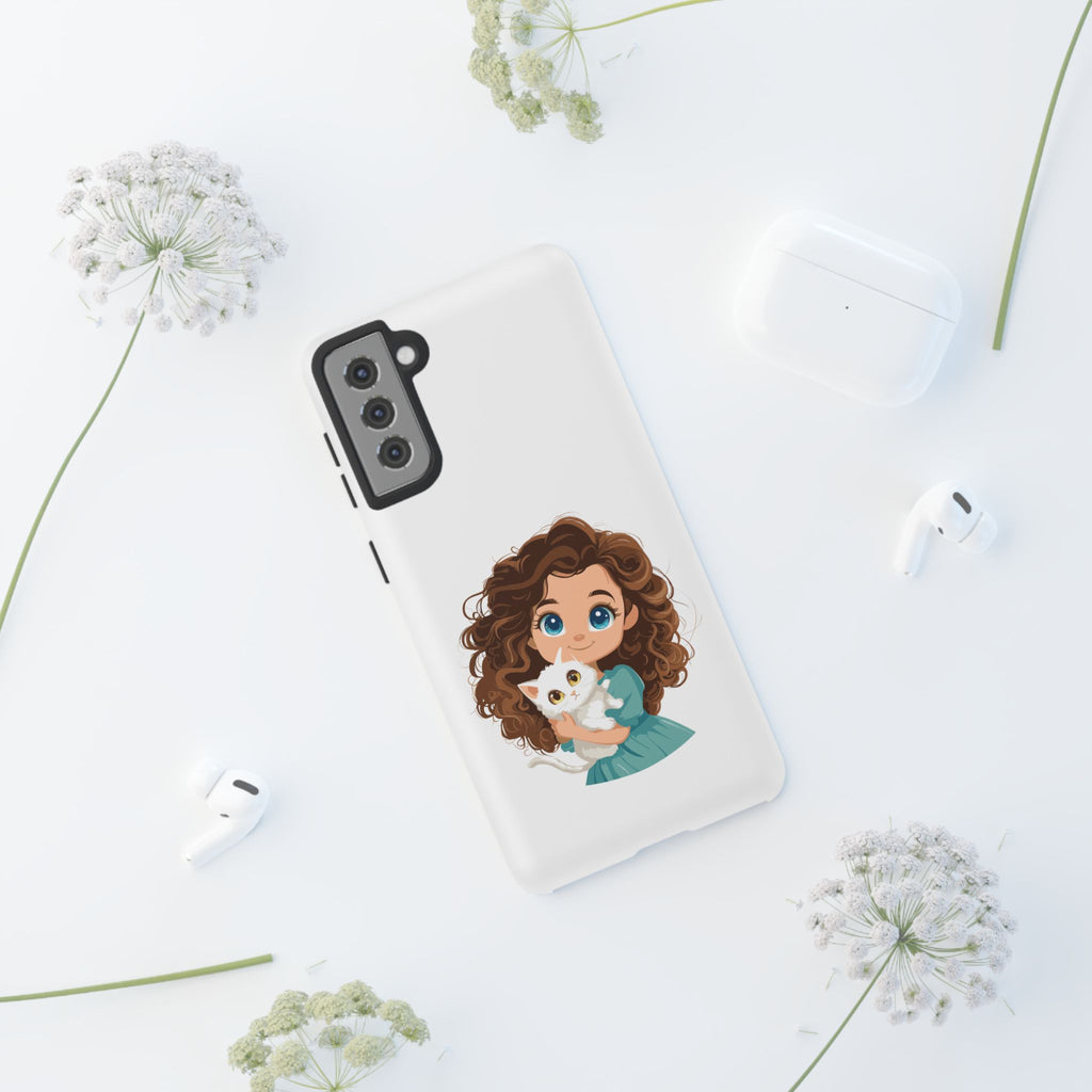 Cute Cat Lover Phone Case, Tough Phone Cover, Pet Lover Gift, Personalized Gift, Kids Phone Case, Animal Lover Accessories