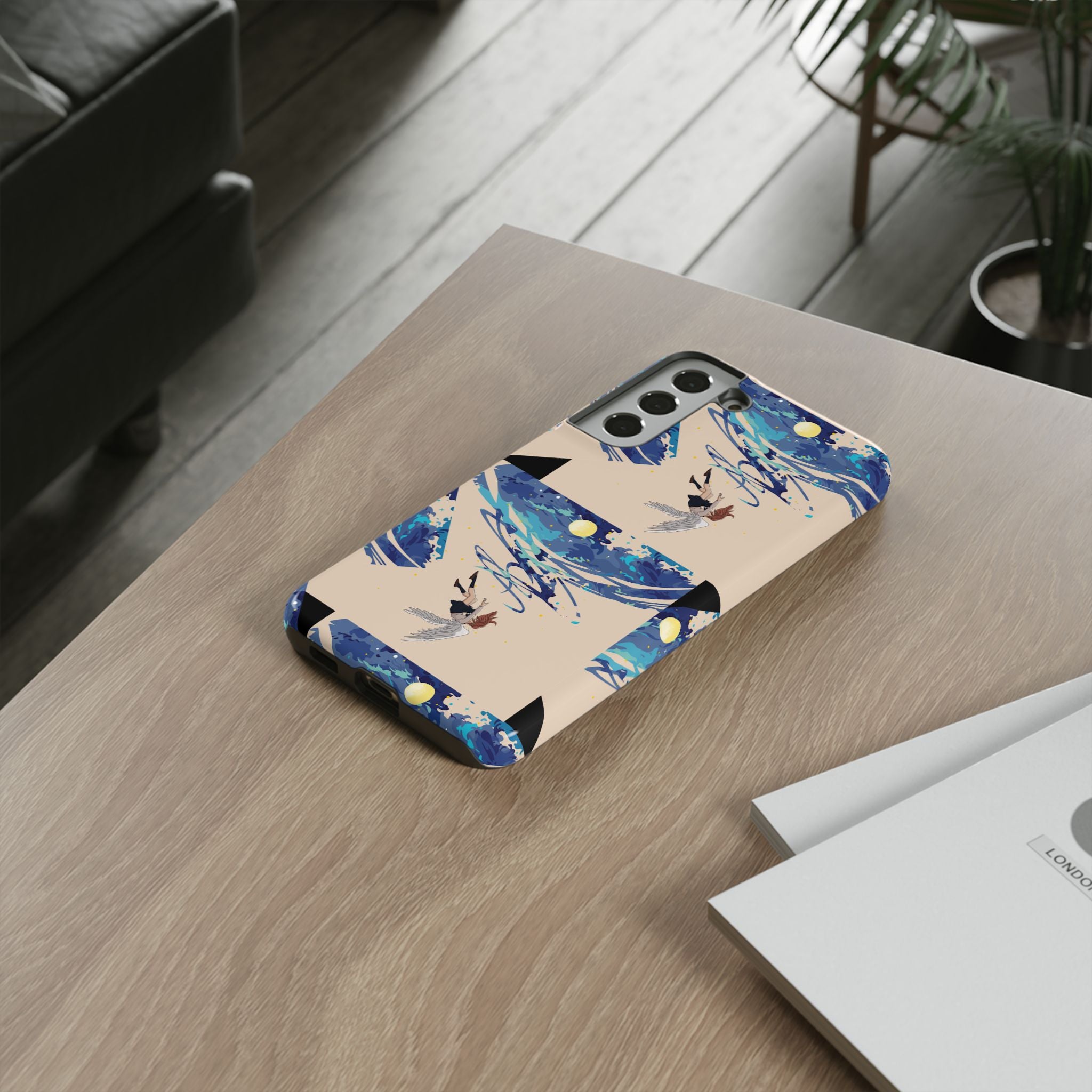 Artistic Phone Case with Abstract Design, Vivid Blue Waves and Fish, Stylish Phone Accessory, Unique Gift Idea, Trendy Tech Decor, [...]