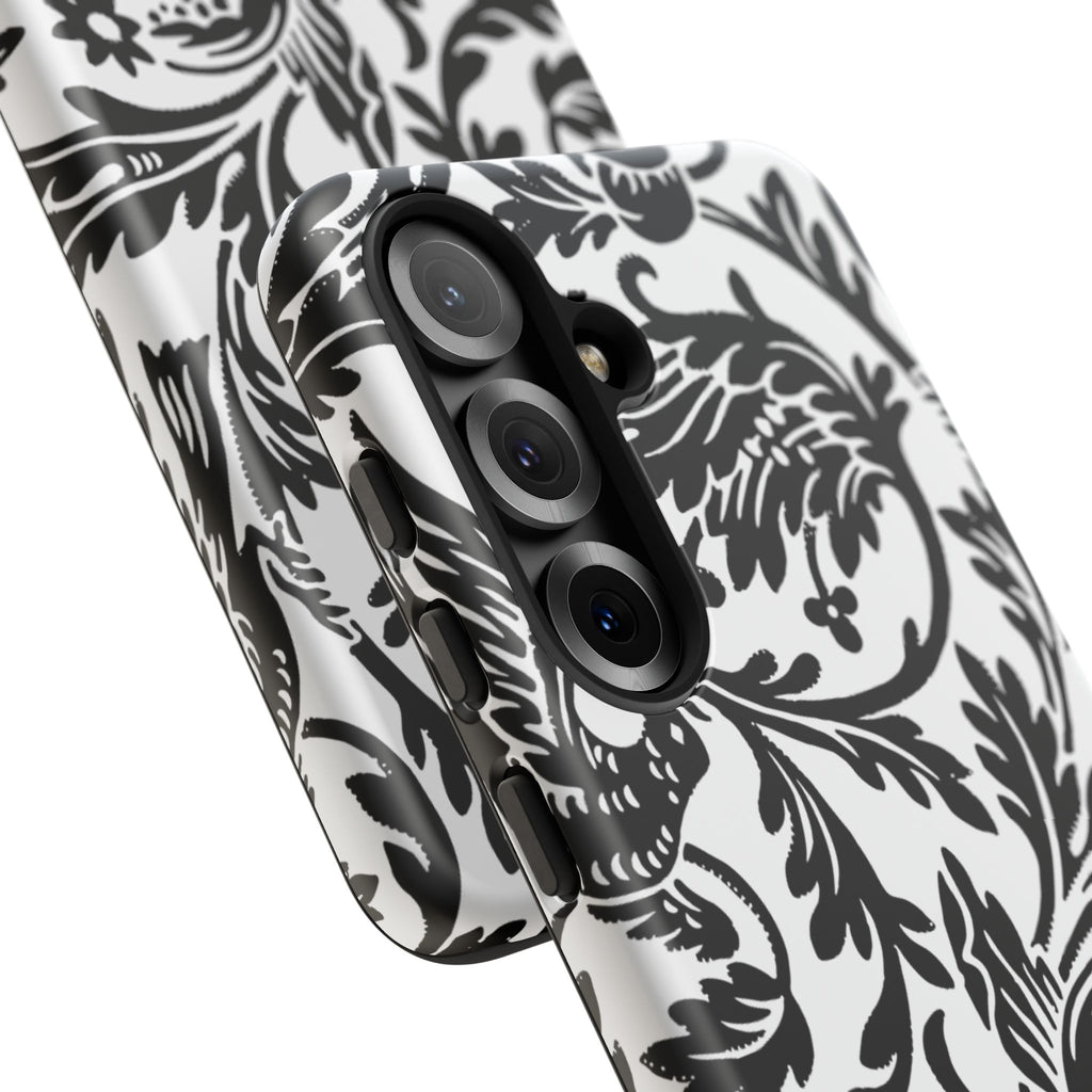 Elegant Black Floral Phone Case, Tough Cases, Stylish Phone Protection, Gift for Her, Floral Design, Trendy Accessories