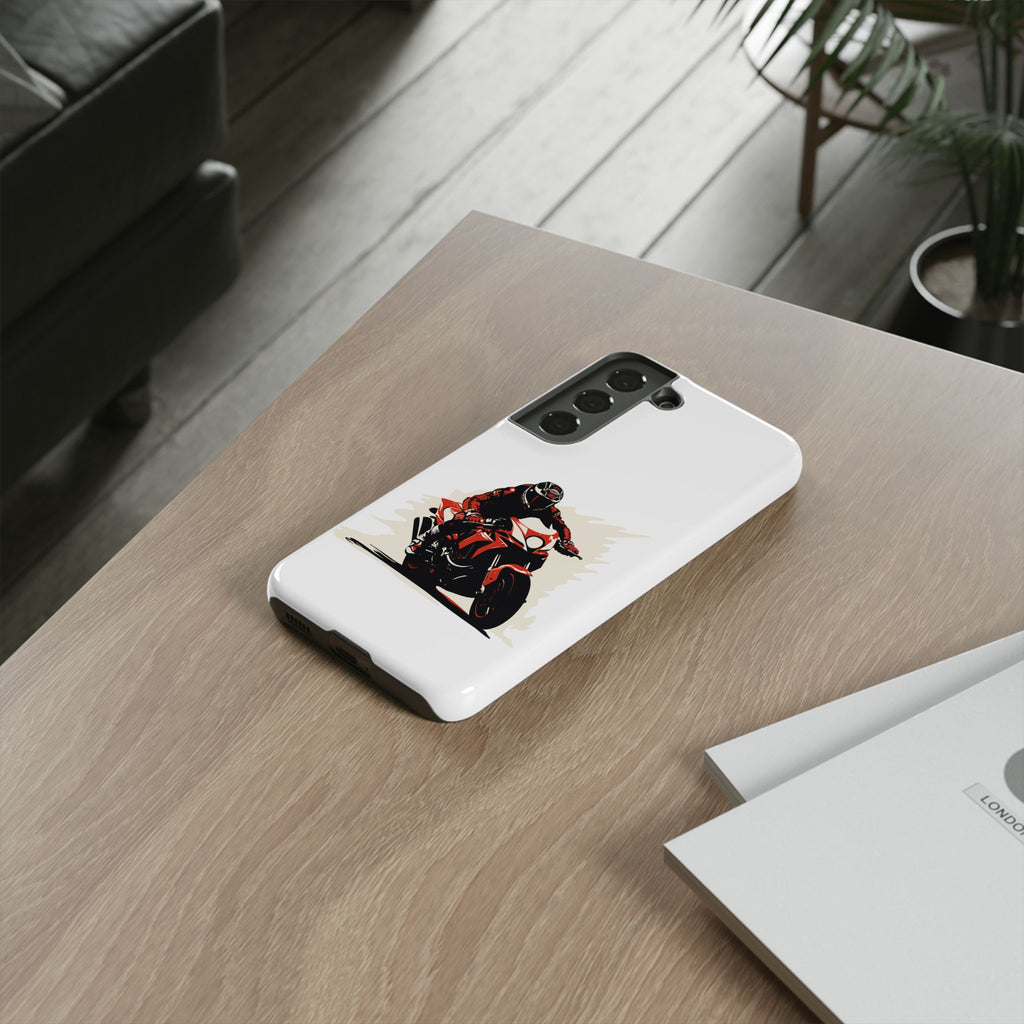Motorcycle Phone Case, Tough Cases for Riders, Biker Accessory, Gifts for Motorcyclists, Red Bike Design