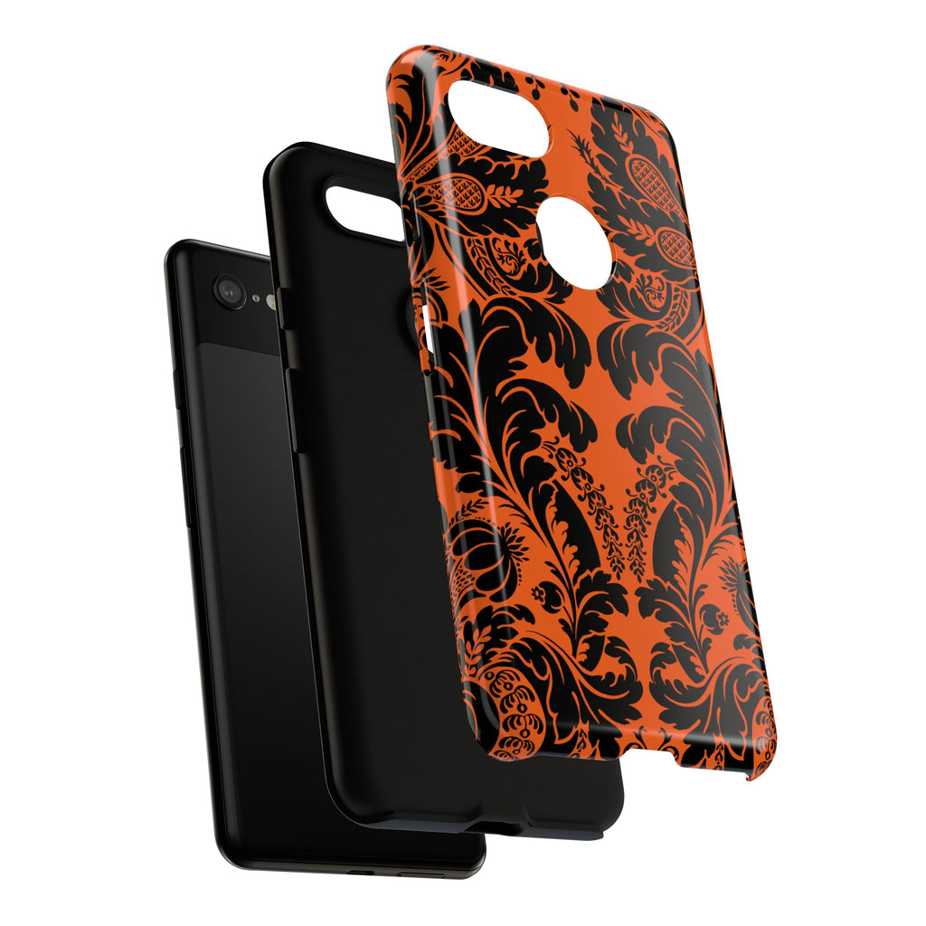 Elegant Phone Case with Orange Floral Design | Tough Cases, Smartphone Cover, Gift for Her, Floral Patterns, Stylish Accessories