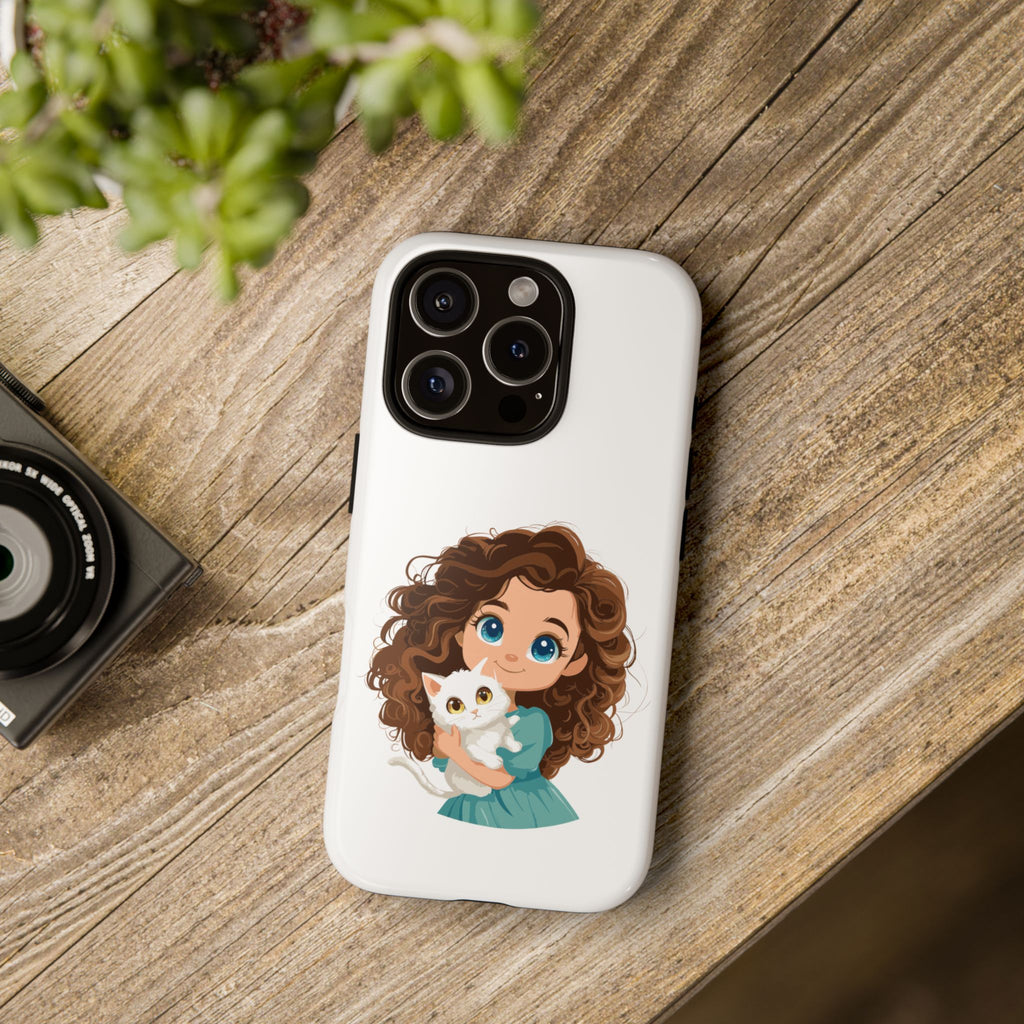 Cute Cat Lover Phone Case, Tough Phone Cover, Pet Lover Gift, Personalized Gift, Kids Phone Case, Animal Lover Accessories