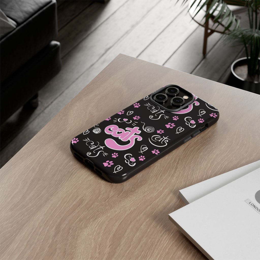 Cute Cat Print Phone Cases, Tough Cases for Cat Lovers, Pet Phone Cover, Gift for Cat Moms, Stylish Phone Accessories