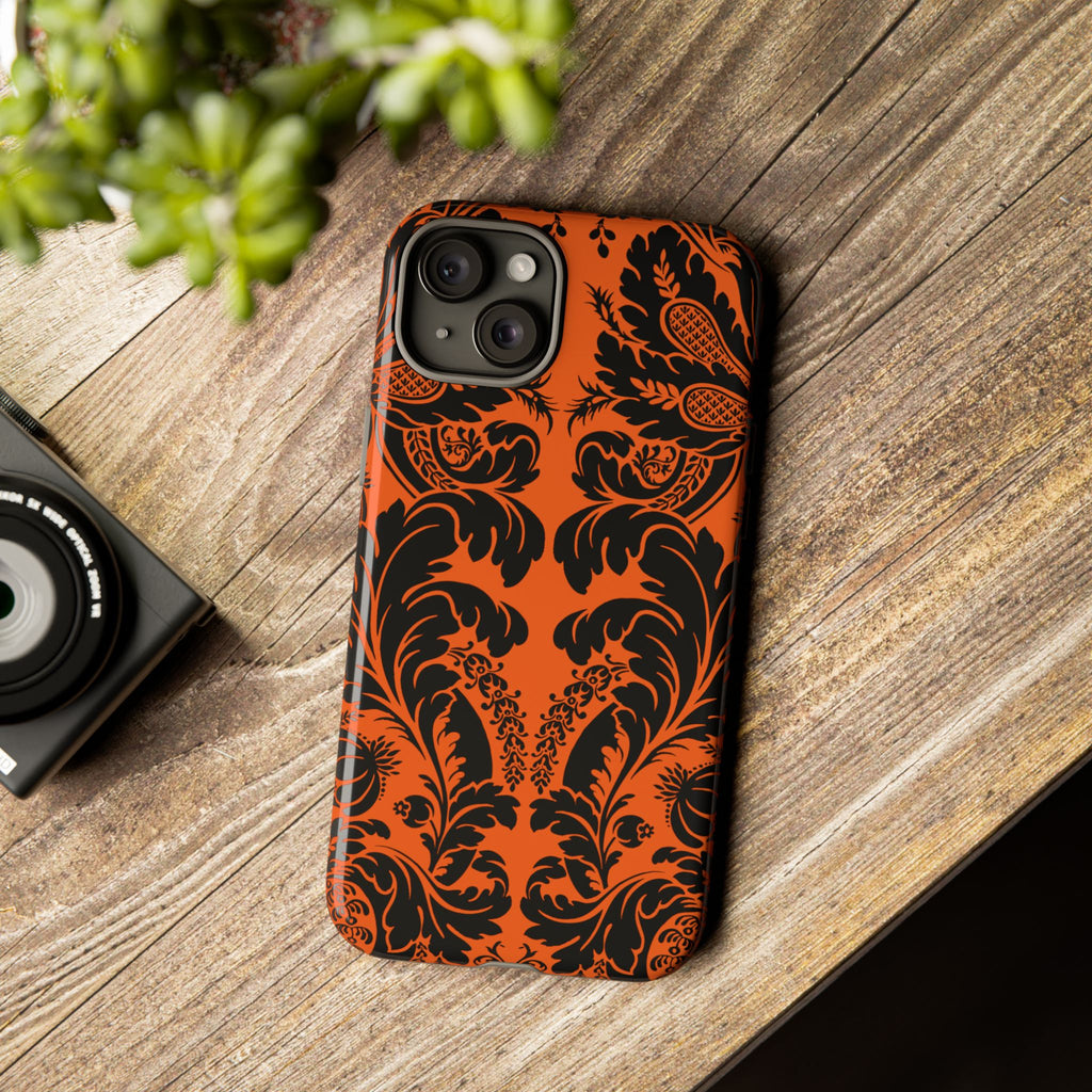 Elegant Phone Case with Orange Floral Design | Tough Cases, Smartphone Cover, Gift for Her, Floral Patterns, Stylish Accessories