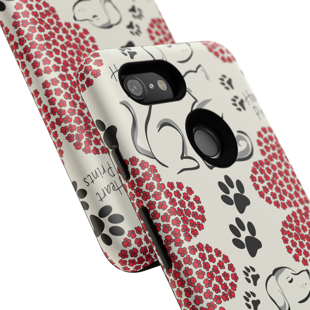 Stylish Phone Case with Heart Prints for Pet Lovers, Dog Lover Gift, Floral Pattern, Customizable Design, Cute Animal Accessories