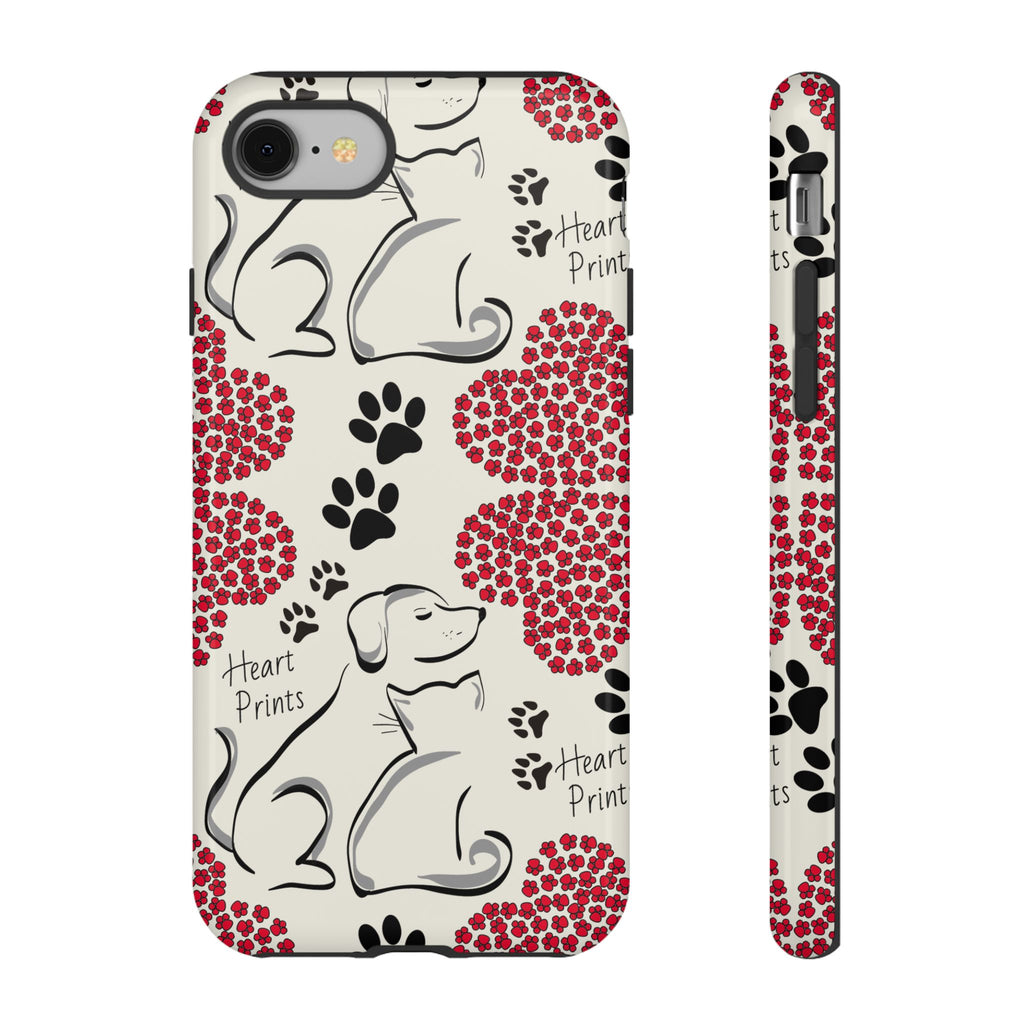 Stylish Phone Case with Heart Prints for Pet Lovers, Dog Lover Gift, Floral Pattern, Customizable Design, Cute Animal Accessories
