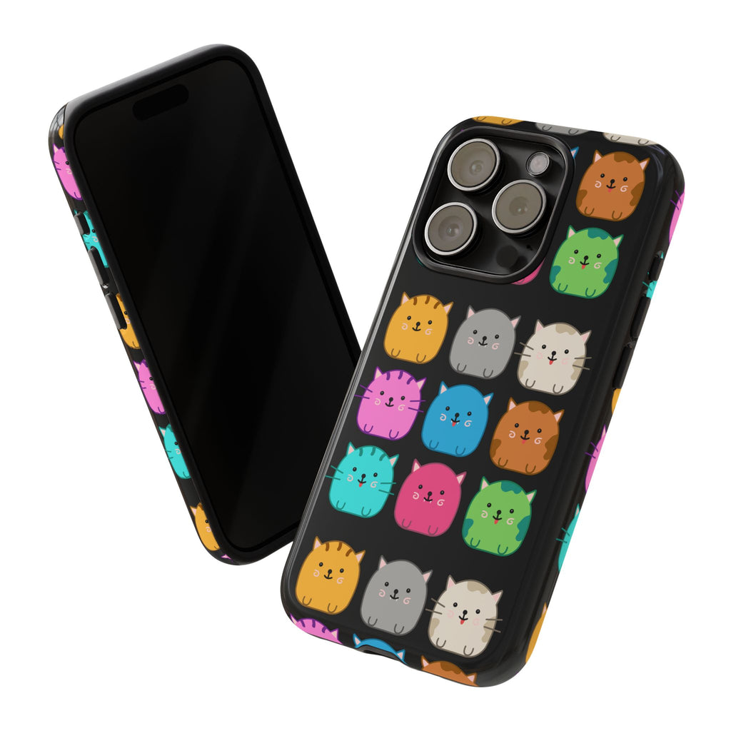 Cute Cat Phone Case, Kawaii Animal Lover Gift, Tough Phone Cover for Kids and Adults, Fun Cat Designs for Birthdays, Pet Lovers