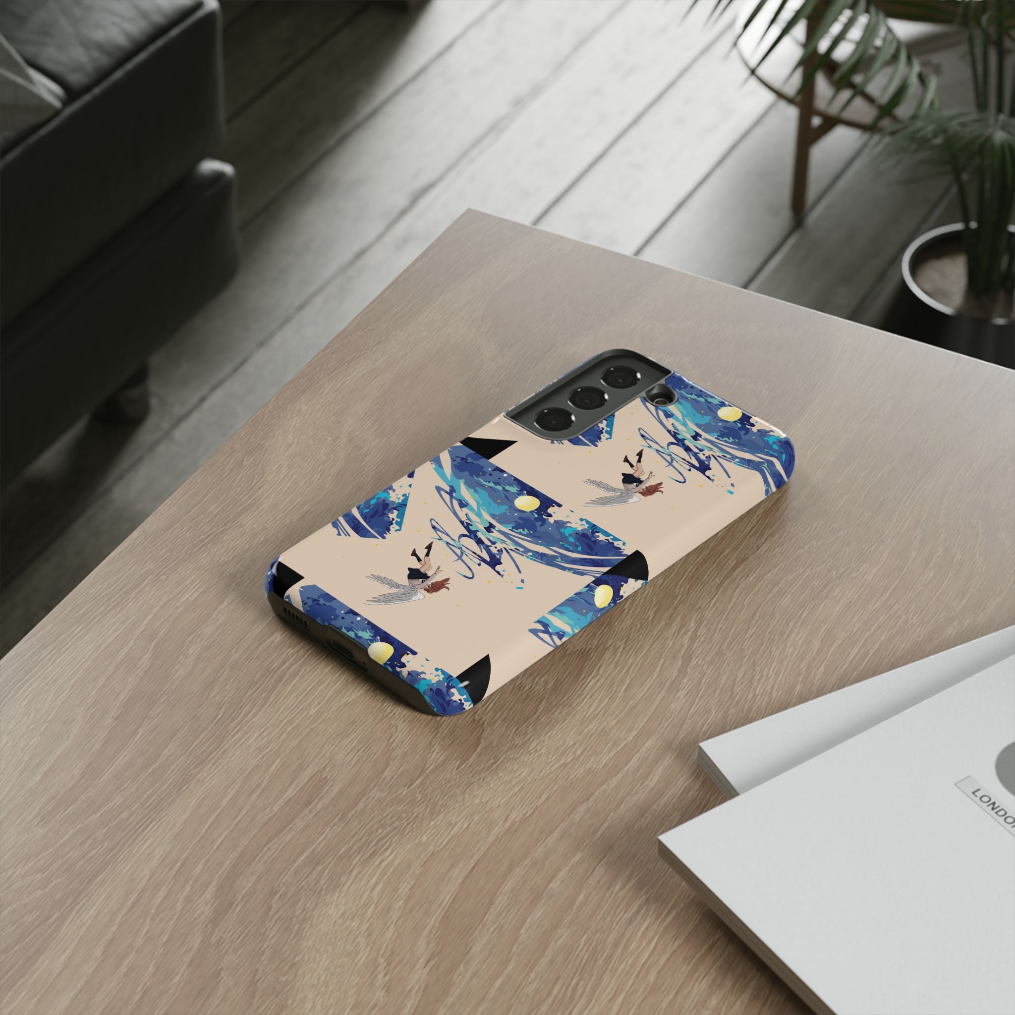 Artistic Phone Case with Abstract Design, Vivid Blue Waves and Fish, Stylish Phone Accessory, Unique Gift Idea, Trendy Tech Decor, [...]