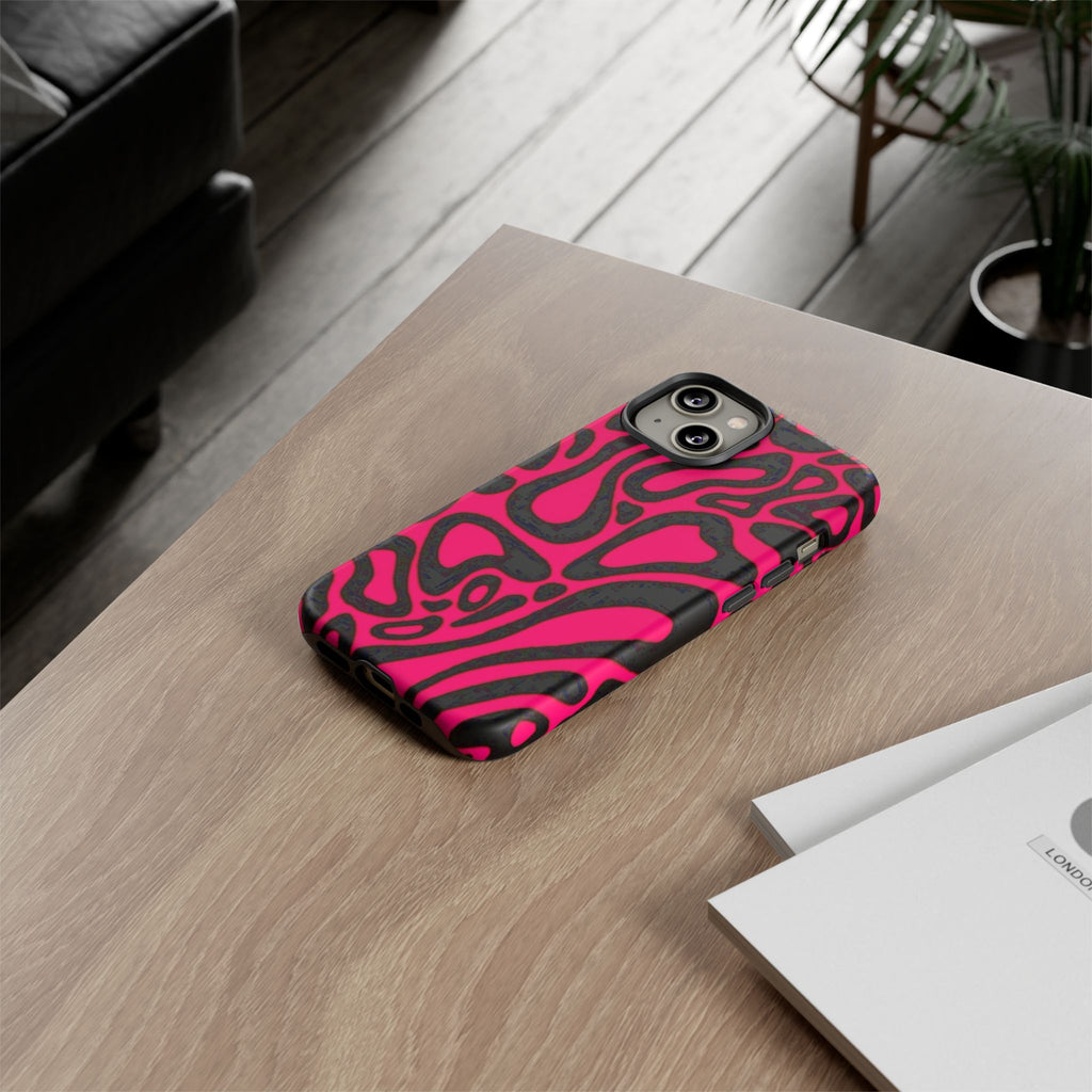 Bold Pink Patterned Phone Case, Stylish Tough Case, Trendy Accessory, Gift for Her, Tech Protection