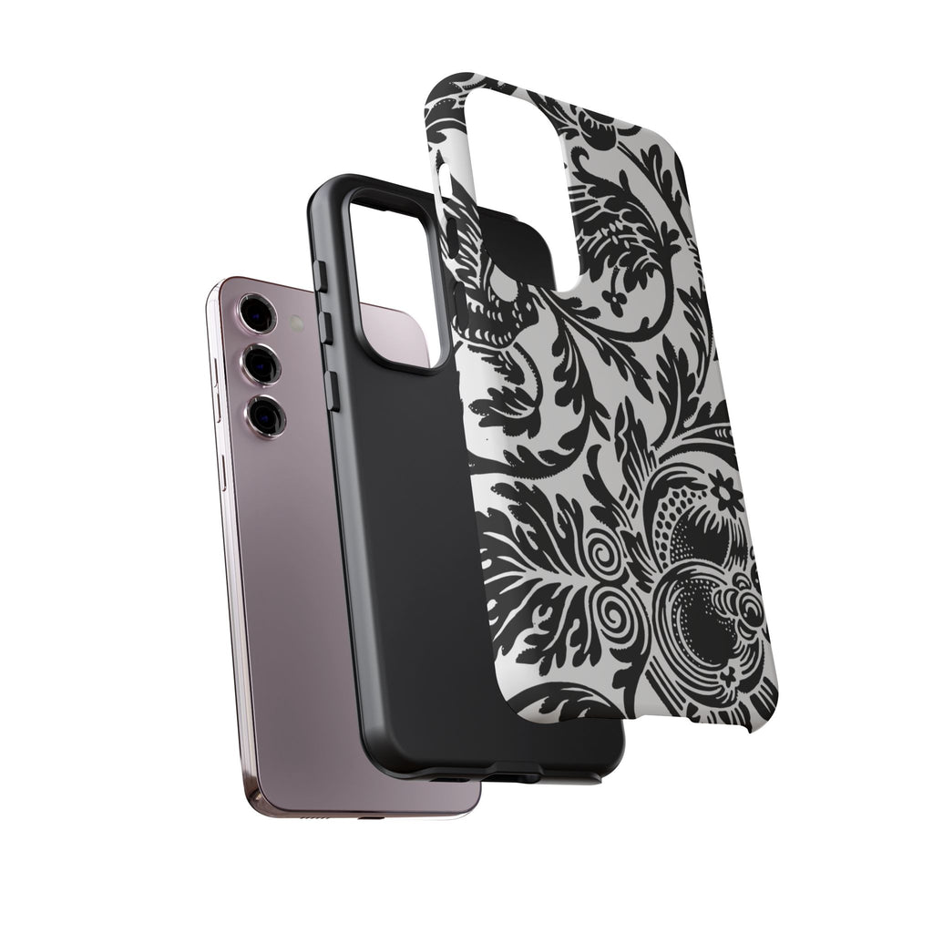 Elegant Black Floral Phone Case, Tough Cases, Stylish Phone Protection, Gift for Her, Floral Design, Trendy Accessories