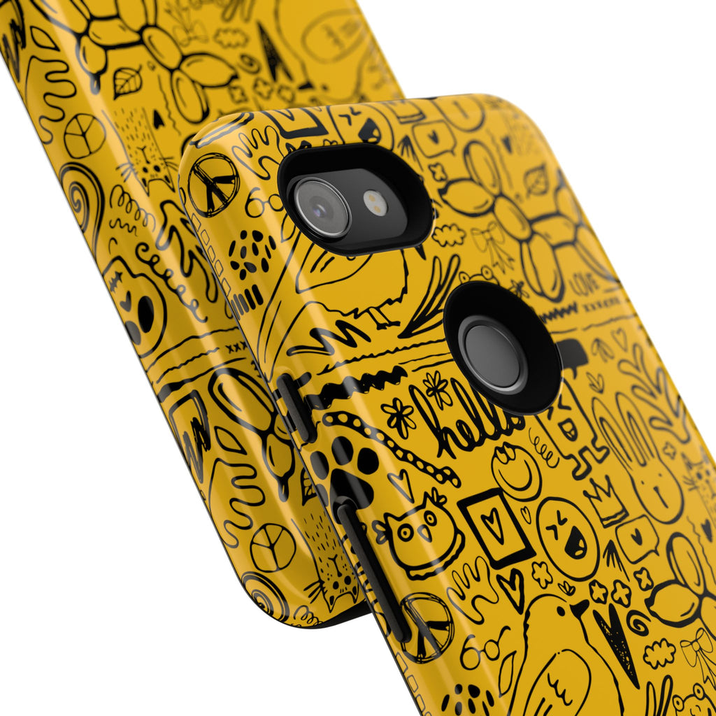 Vibrant Phone Case, Cute Yellow Floral iPhone Cover, Stylish Tough Case, Fun Phone Accessory, Perfect Gift for Teens