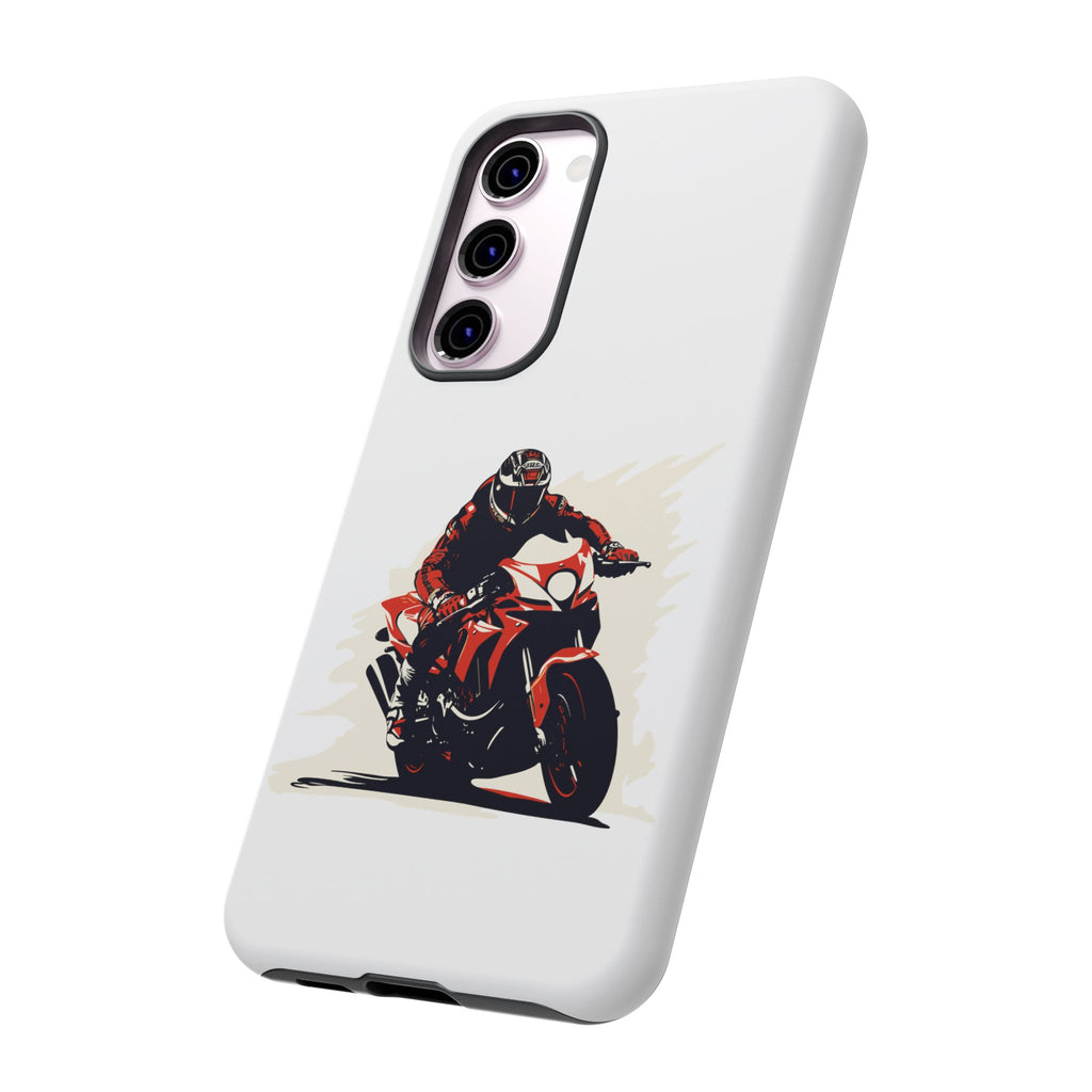Motorcycle Phone Case, Tough Cases for Riders, Biker Accessory, Gifts for Motorcyclists, Red Bike Design