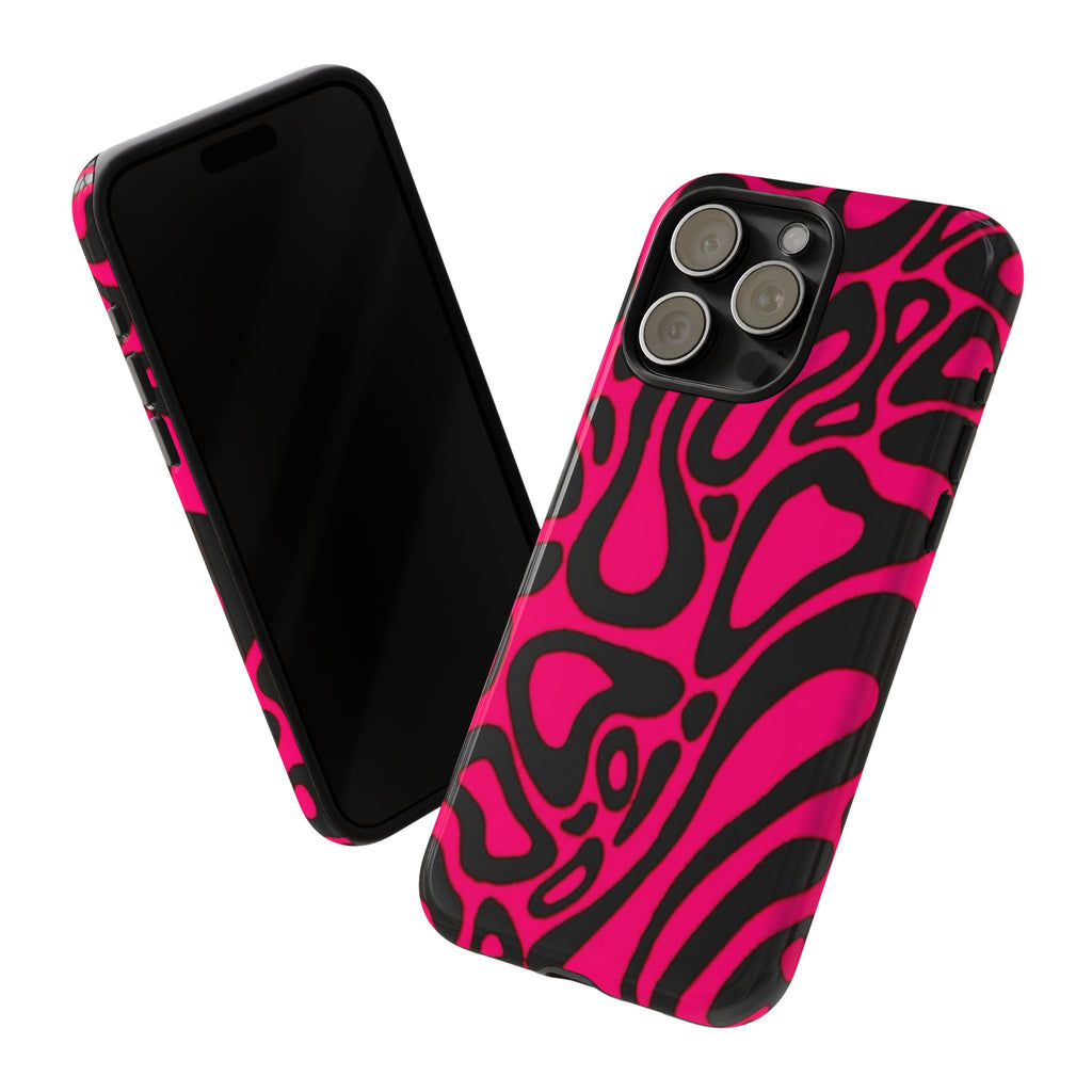 Bold Pink Patterned Phone Case, Stylish Tough Case, Trendy Accessory, Gift for Her, Tech Protection