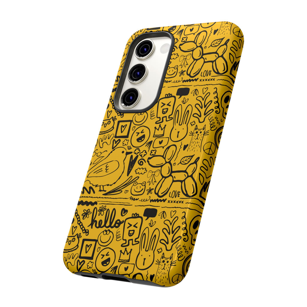 Vibrant Phone Case, Cute Yellow Floral iPhone Cover, Stylish Tough Case, Fun Phone Accessory, Perfect Gift for Teens