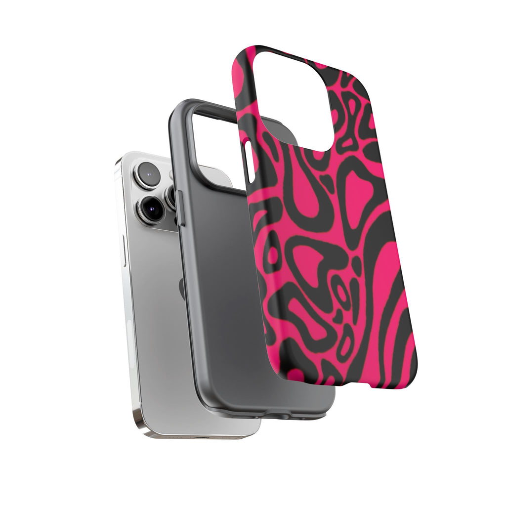 Bold Pink Patterned Phone Case, Stylish Tough Case, Trendy Accessory, Gift for Her, Tech Protection