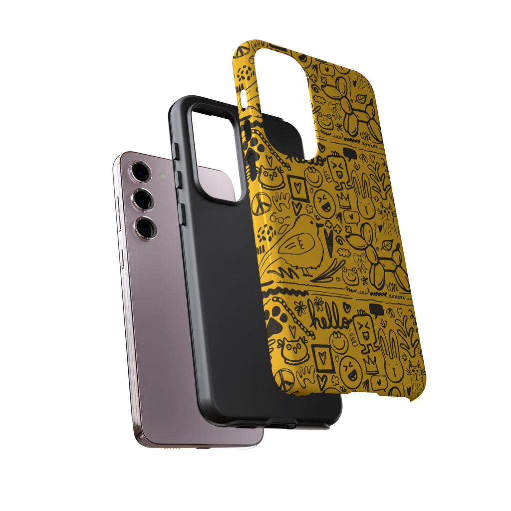 Vibrant Phone Case, Cute Yellow Floral iPhone Cover, Stylish Tough Case, Fun Phone Accessory, Perfect Gift for Teens