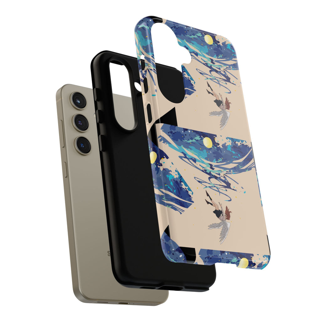 Artistic Phone Case with Abstract Design, Vivid Blue Waves and Fish, Stylish Phone Accessory, Unique Gift Idea, Trendy Tech Decor, [...]
