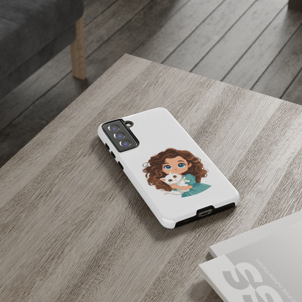 Cute Cat Lover Phone Case, Tough Phone Cover, Pet Lover Gift, Personalized Gift, Kids Phone Case, Animal Lover Accessories