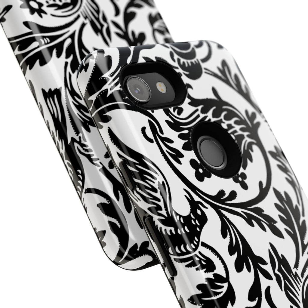 Elegant Black Floral Phone Case, Tough Cases, Stylish Phone Protection, Gift for Her, Floral Design, Trendy Accessories