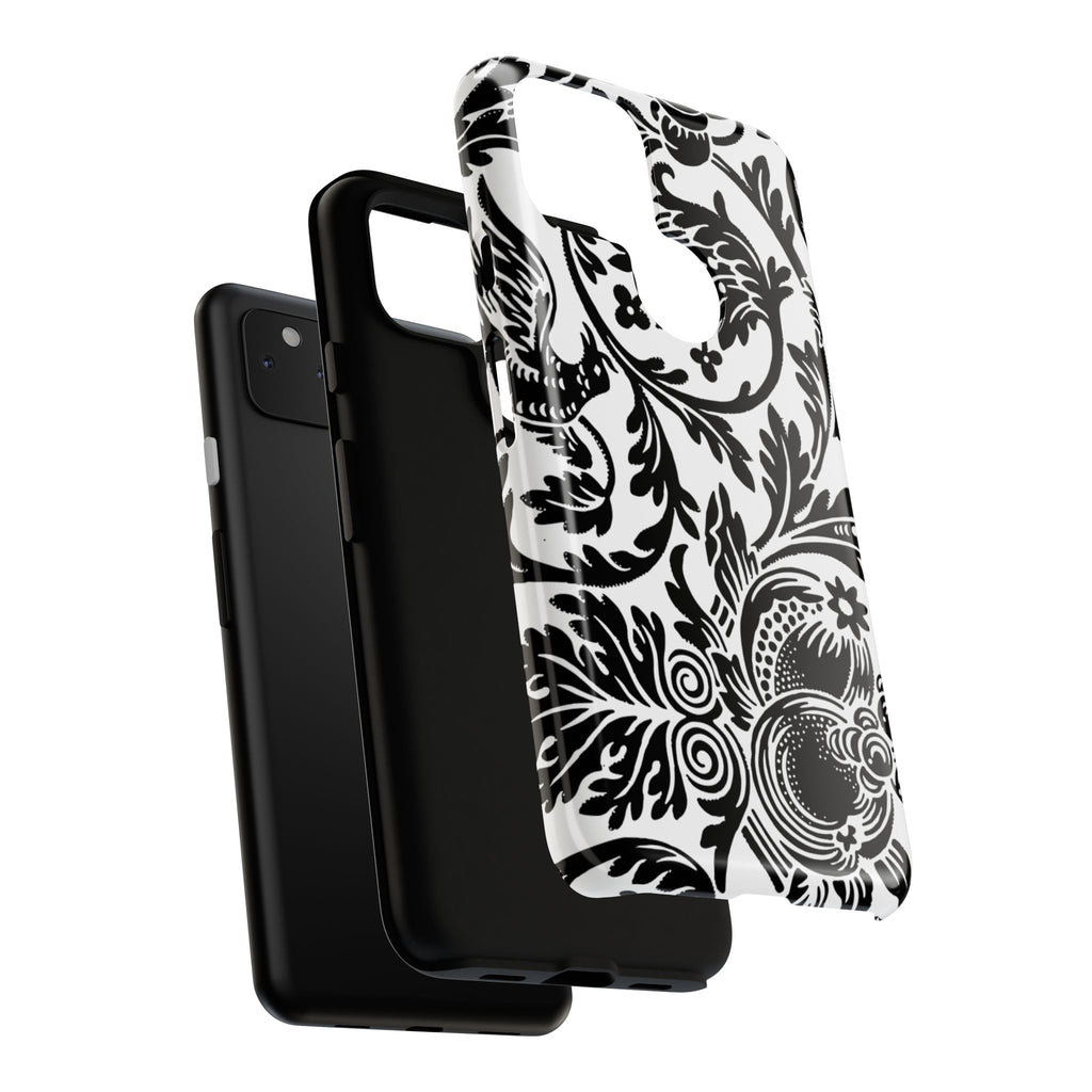 Elegant Black Floral Phone Case, Tough Cases, Stylish Phone Protection, Gift for Her, Floral Design, Trendy Accessories