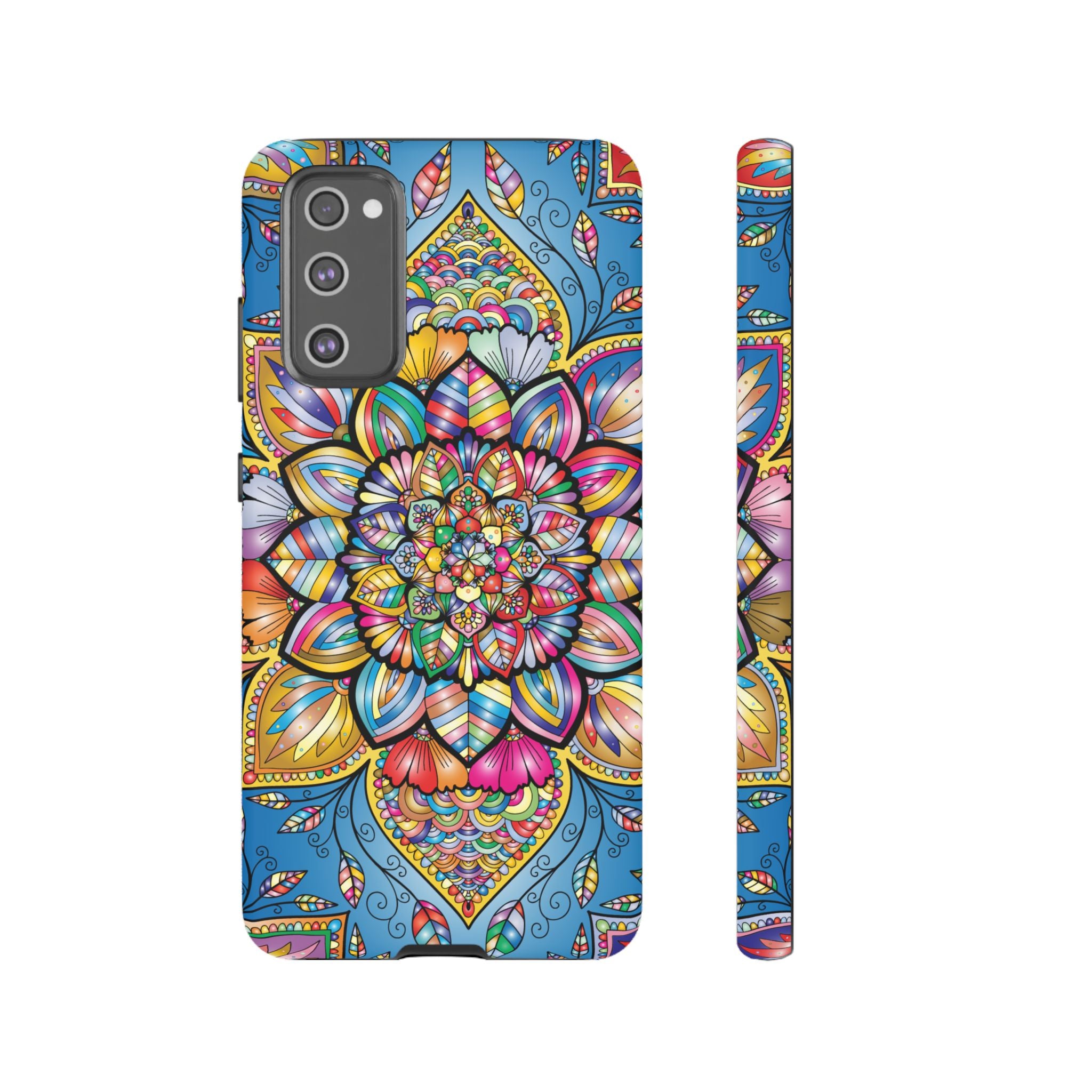 Vibrant Floral Phone Case, Tough Phone Cover, Colorful Mobile Accessory, Artistic Gift, Mandala Design, Everyday Use