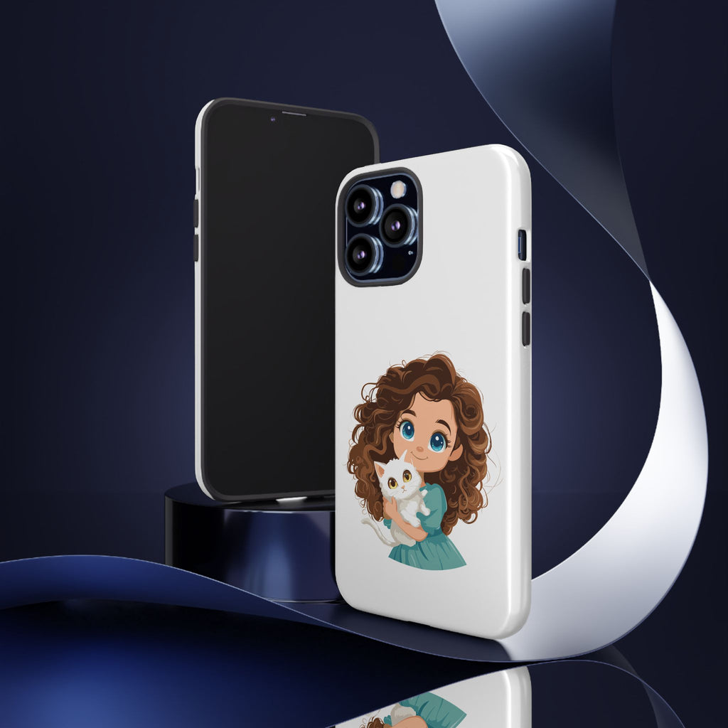 Cute Cat Lover Phone Case, Tough Phone Cover, Pet Lover Gift, Personalized Gift, Kids Phone Case, Animal Lover Accessories