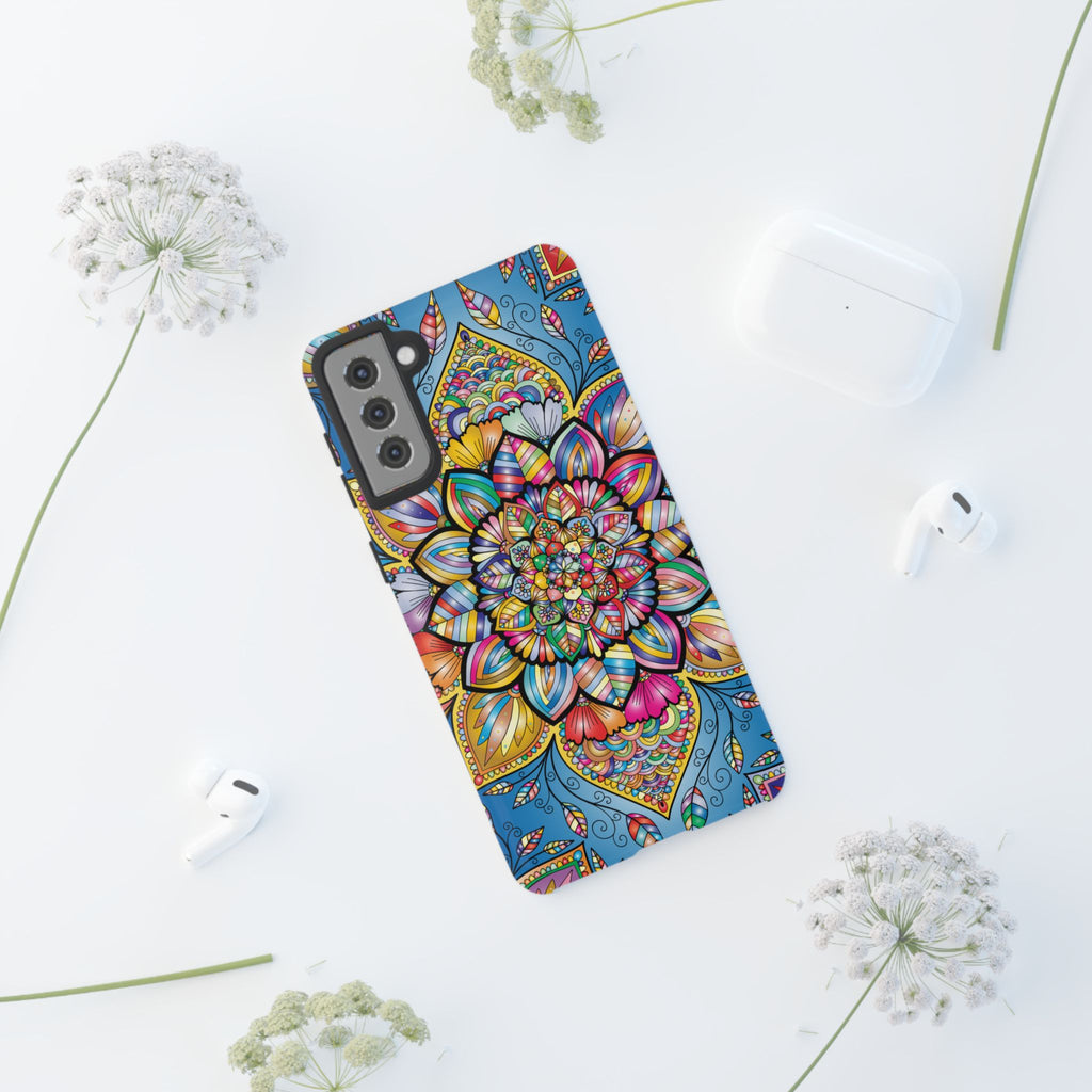 Vibrant Floral Phone Case, Tough Phone Cover, Colorful Mobile Accessory, Artistic Gift, Mandala Design, Everyday Use