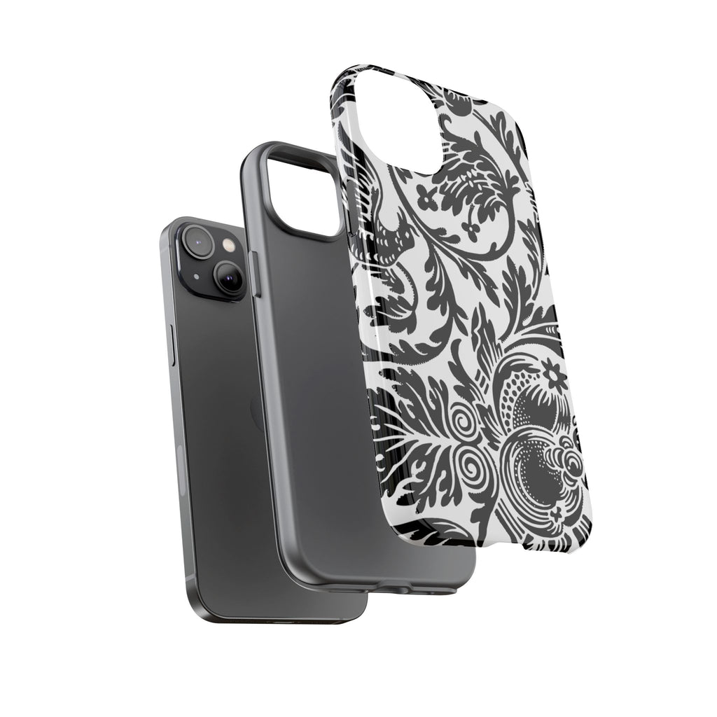 Elegant Black Floral Phone Case, Tough Cases, Stylish Phone Protection, Gift for Her, Floral Design, Trendy Accessories