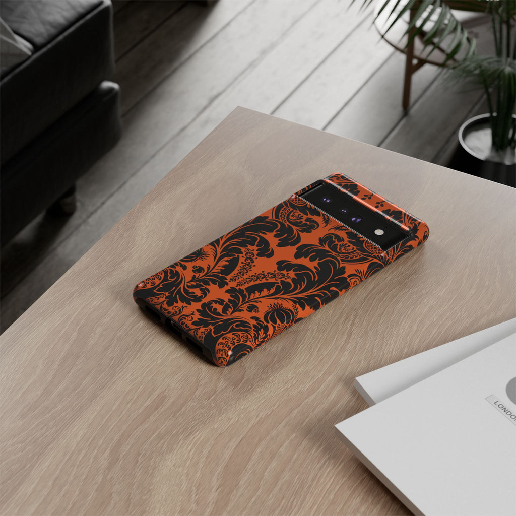 Elegant Phone Case with Orange Floral Design | Tough Cases, Smartphone Cover, Gift for Her, Floral Patterns, Stylish Accessories