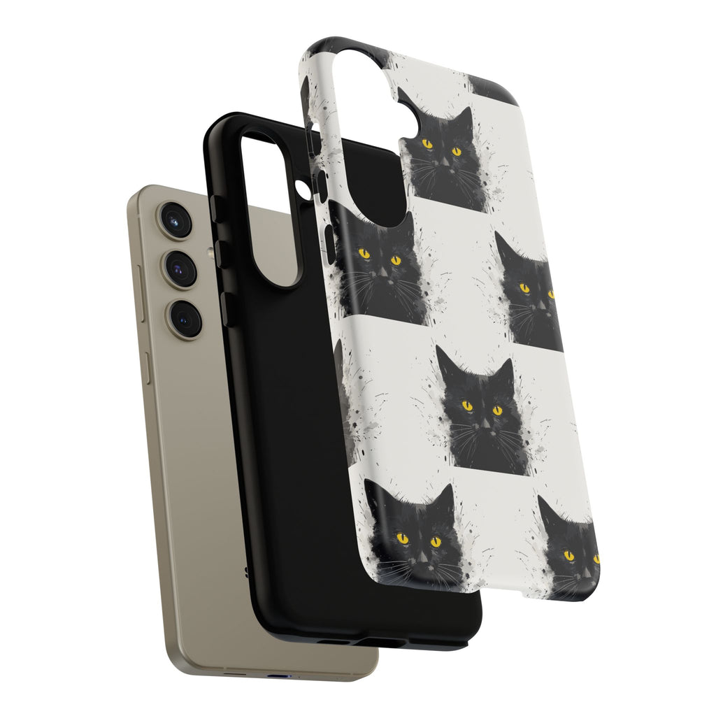 Black Cat Phone Case, Tough Cases, Cat Lover Gift, Unique Design, Halloween, Animal Accessories, Custom Phone Cover
