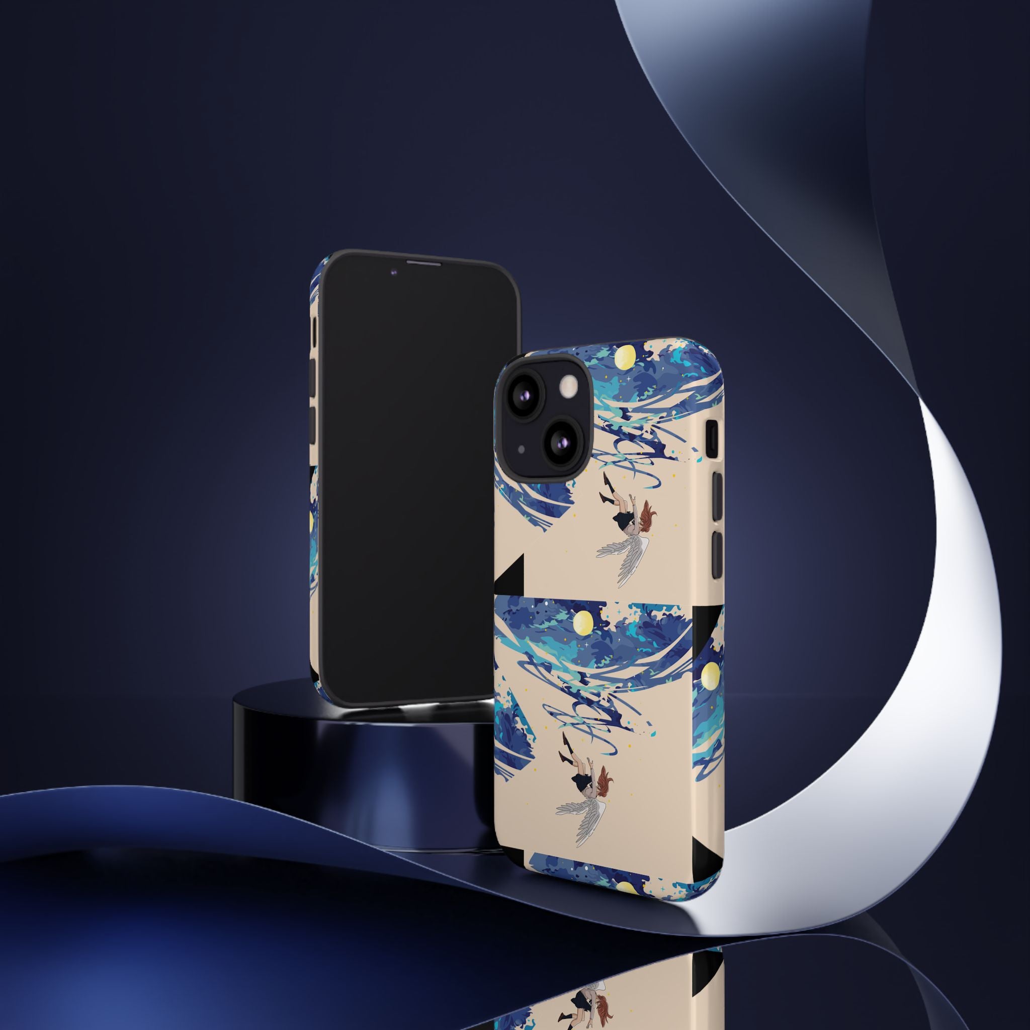 Artistic Phone Case with Abstract Design, Vivid Blue Waves and Fish, Stylish Phone Accessory, Unique Gift Idea, Trendy Tech Decor, [...]