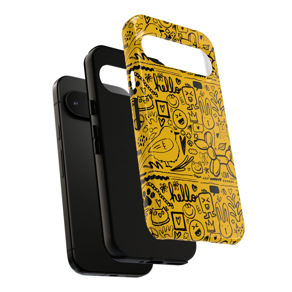 Vibrant Phone Case, Cute Yellow Floral iPhone Cover, Stylish Tough Case, Fun Phone Accessory, Perfect Gift for Teens