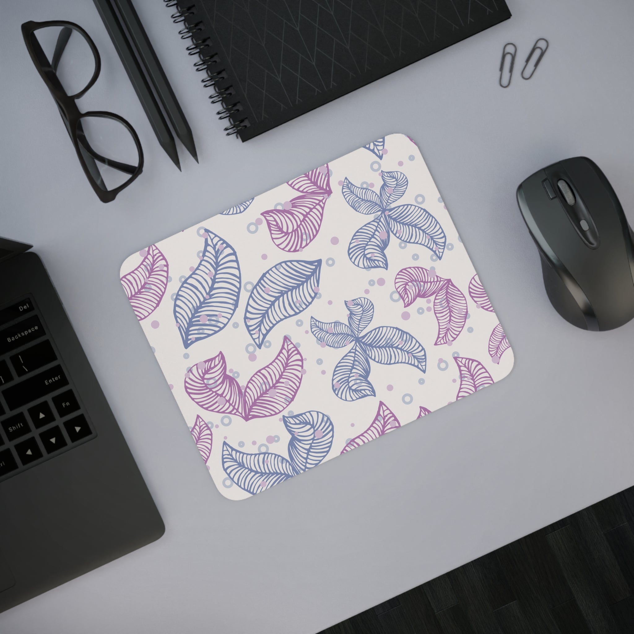 Floral Desk Mouse Pad - Elegant Leaf Design for Home Office, Computer Accessories, Gift for Professionals, Work Desk Decor, Flower Pattern