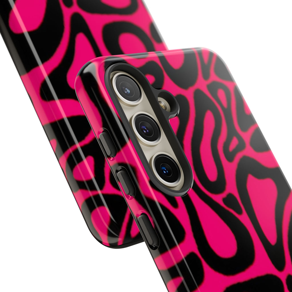 Bold Pink Patterned Phone Case, Stylish Tough Case, Trendy Accessory, Gift for Her, Tech Protection
